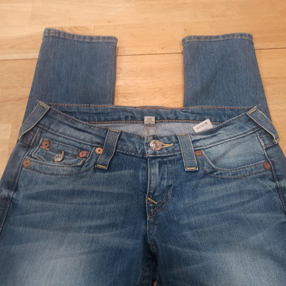 TRUE RELIGION WOMEN'S denim Jeans Low Rise Skinny w/ Flaps Size 27 - Picture 6 of 16